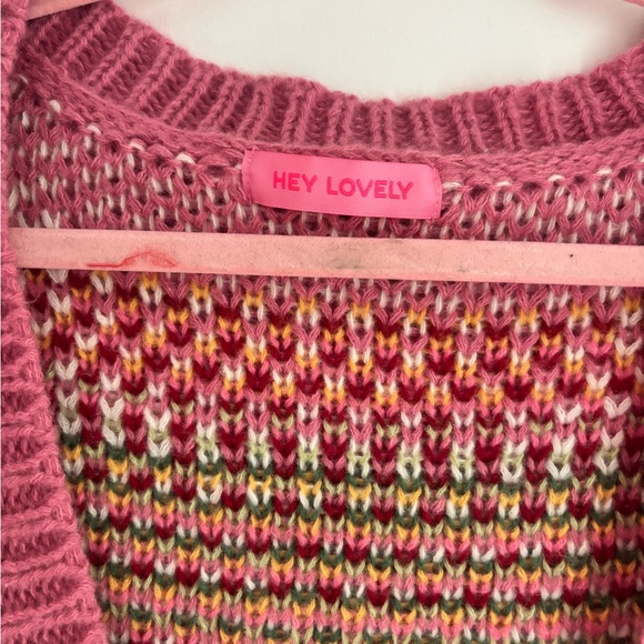 Pink Floral Knit Cardigan Sweater - Picture 2 of 6